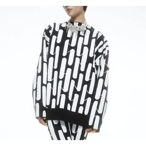 HM Studio AW 2022 Oversized Jacquard Knit Sweater Op Art Heavy Sculpted NWT